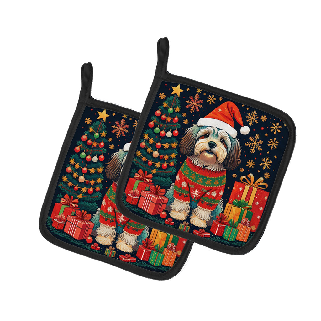 Havanese Christmas Pair of Pot Holders