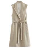 Loose Suede Texture Lace Waistcoat Jacket for Women