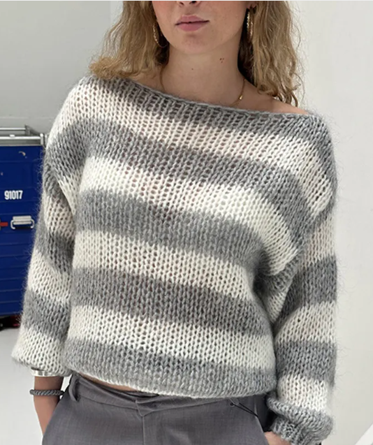 Loose Striped Pullover Sweater Fashion Versatile Long-sleeved Knitted Tops For Women Clothing | Streetwear