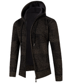 Slim Fit Hooded Plaid Knit Jacket for Men