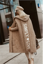 Women's Long Hooded Letter Cardigan