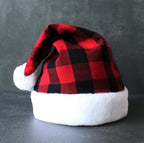 Festive Red Black White Checkered Christmas Party Hat | Embroidered Cap