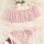 Plus Size Lace Off-Shoulder Lingerie Set (Two Pieces)