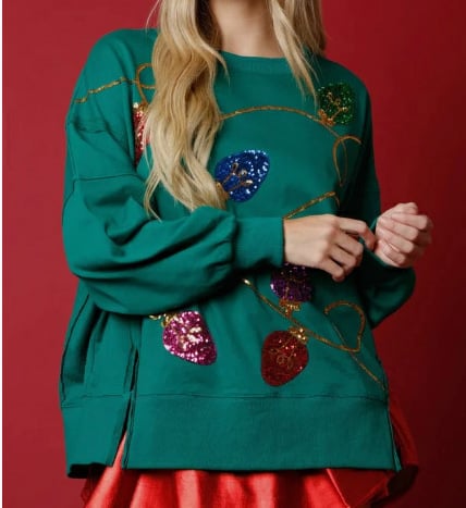 Christmas Sequin Long Sleeve Hoodie for Women | Streetwear