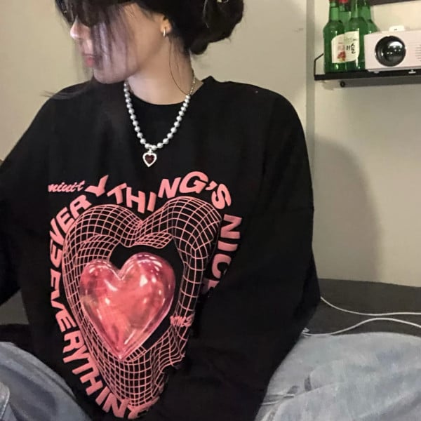 Women's Thin Loose Fit Long Sleeve Love Sweater