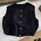 Women's Round Neck Cardigan Vest