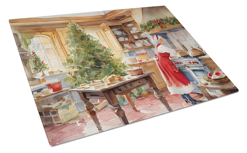Cookies with Santa Claus Mrs. Claus Glass Cutting Board