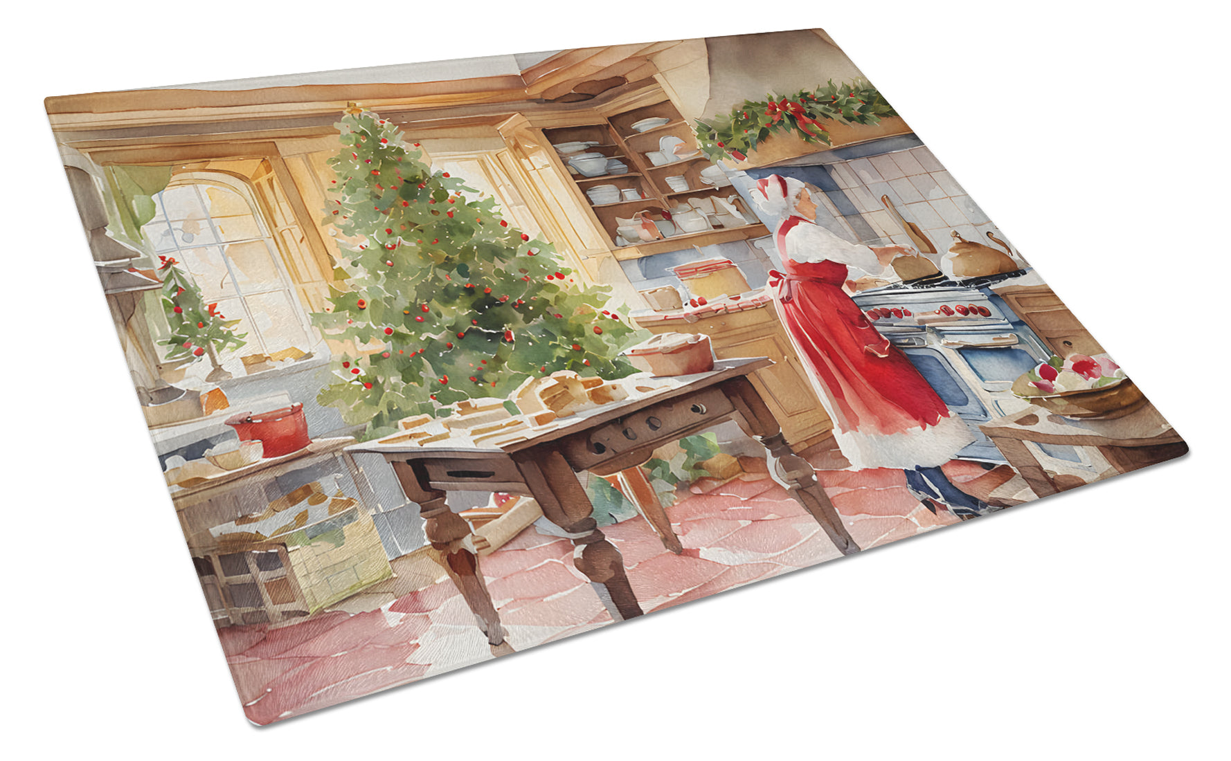Cookies with Santa Claus Mrs. Claus Glass Cutting Board