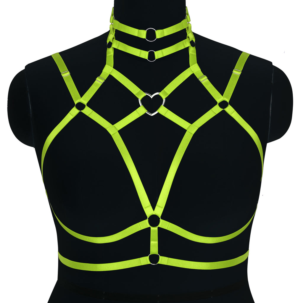 Strappy Heart-Ring Cage Harness Bralette