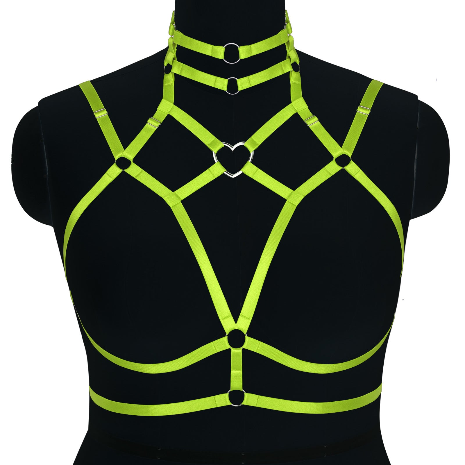 Strappy Heart-Ring Cage Harness Bralette