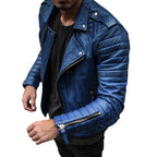 Men's Slim Fit Brown PU Leather Jacket with Lapel
