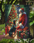 Doberman Pinscher and Santa Claus Garden Flag