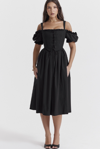 Chiara Corset Dress with Puffed Sleeves (One Piece)