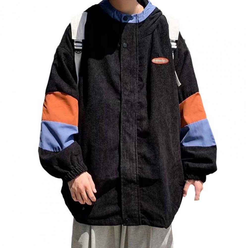 Colorblock Hooded Zipper Men's Long Sleeve Jacket
