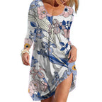 New Women's Long Sleeve Dress for Christmas Print