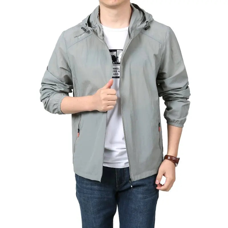 Men's Quick Dry Hooded Sun Protection Jacket for Outdoors