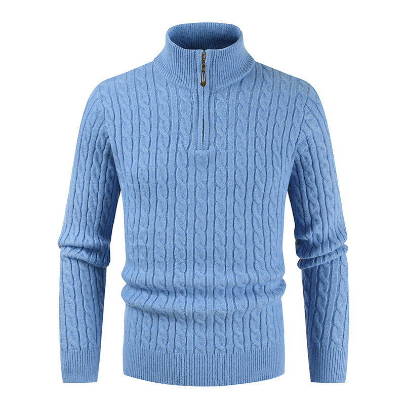 Men's Zipper High Collar Pullover Sweater | Streetwear