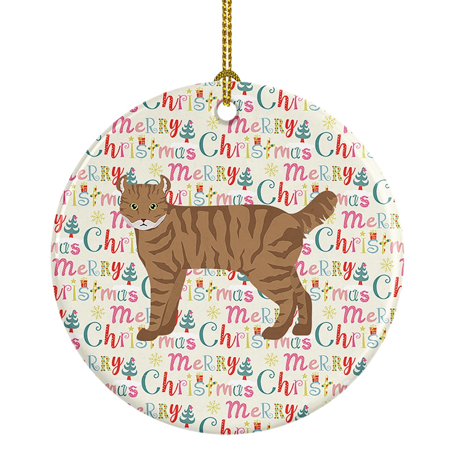 Highlander Lynx #3 Cat Christmas Ceramic Ornament
