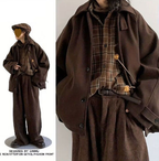Japanese Retro Brown Woolen Coat