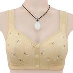 Front-Button Wireless Floral Bra