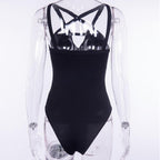 Star-Shaped Bodysuit with Crossed Straps and Open Back