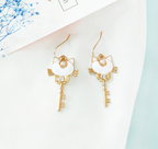 Cat Key Earrings for Students - Stylish Ear Accessories