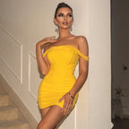 Off-Shoulder Ruched Bodycon Mini Dress
