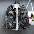 Trendy Printed Plus Size Denim Jacket for Men