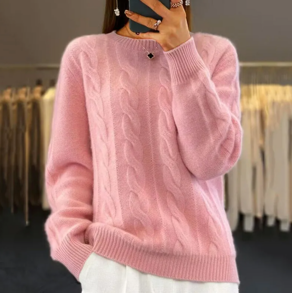 Women's Retro Cable-Knit Pullover Sweater | Streetwear
