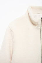 Women's Stand Collar Zipper Lamb Wool Coat