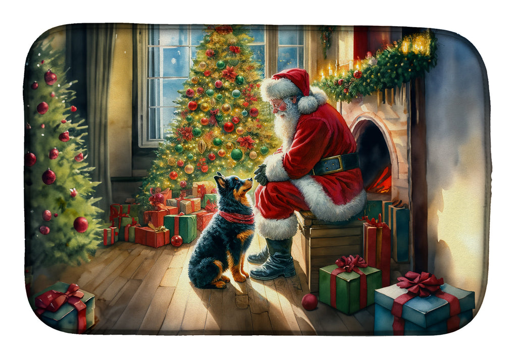 Lancashire Heeler and Santa Claus Dish Drying Mat