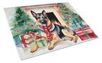 German Shepherd Cozy Christmas Glass Cutting Board