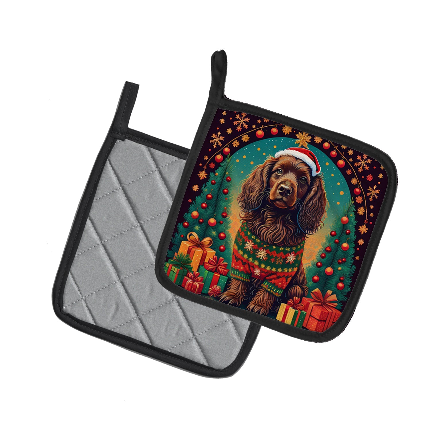 Boykin Spaniel Christmas Pair of Pot Holders