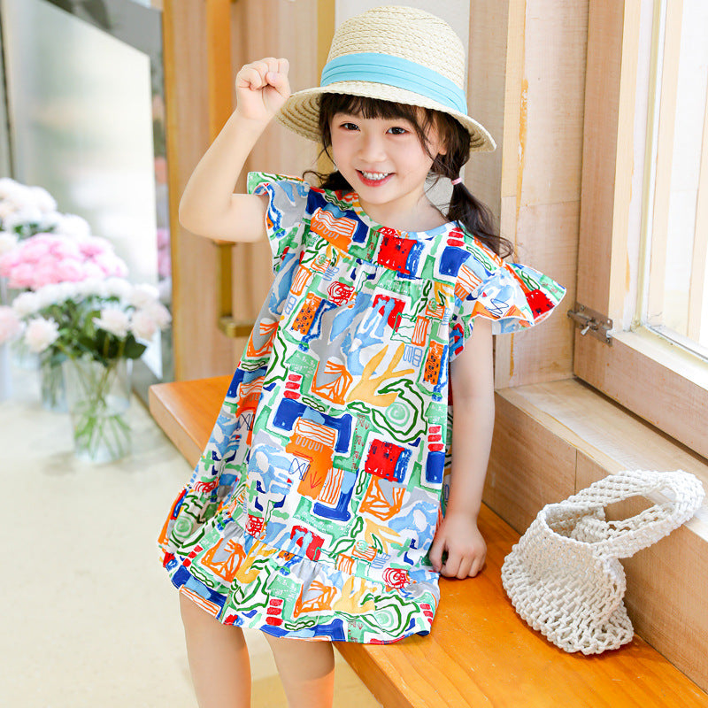 Spring Sweet Cotton A-Line Dress for Girls