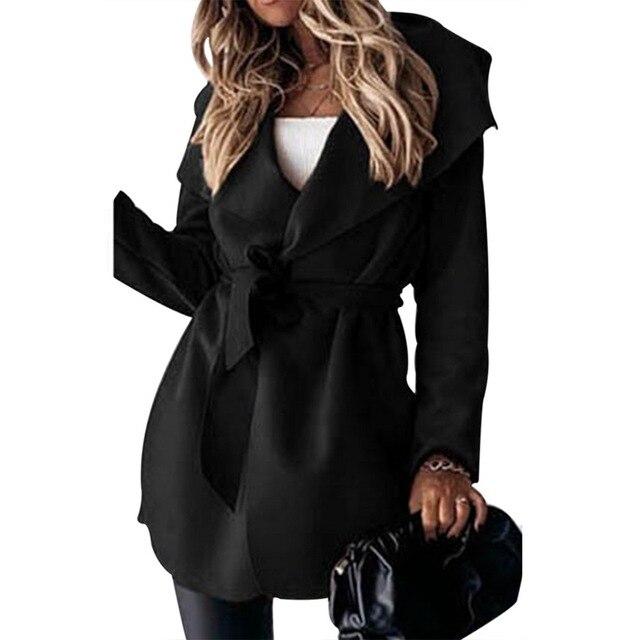 Lace-Up Short Trench Coat Casual Jacket