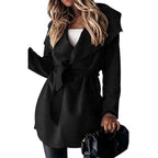 Lace-Up Short Trench Coat Casual Jacket