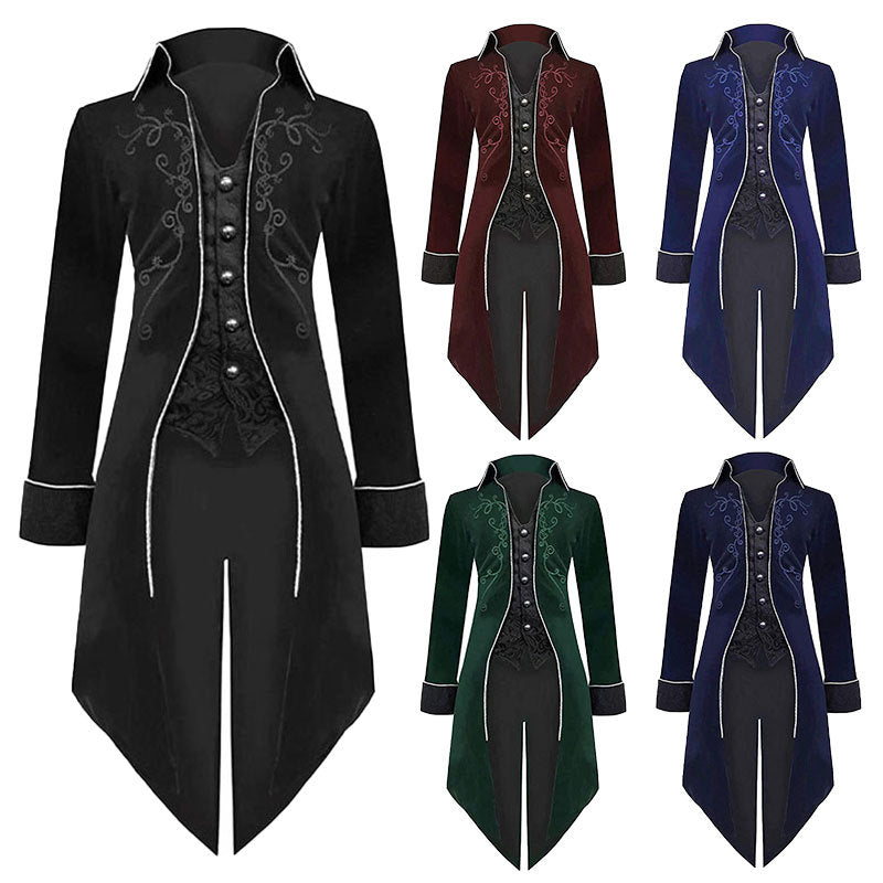 Halloween Swallowtail Vintage Punk Coat - Mid-Length