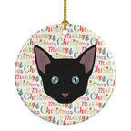 Russian White Black Cat Christmas Ceramic Ornament