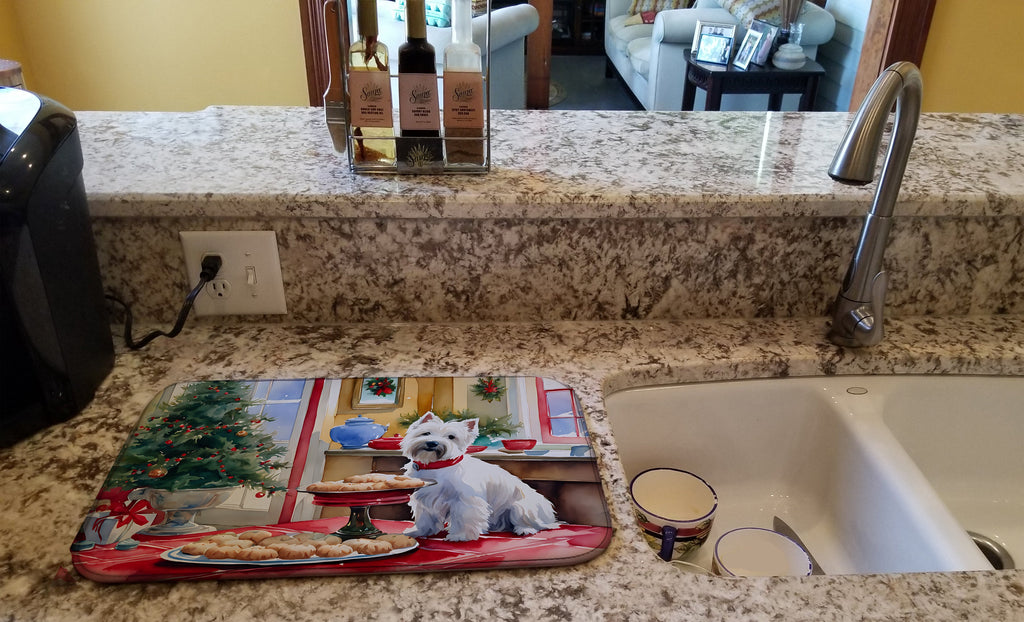 Westie Christmas Cookies Dish Drying Mat