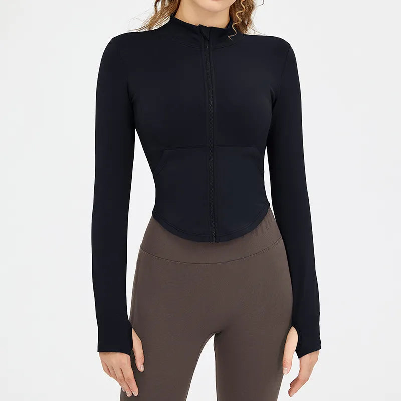 Women's Skinny Slim Zipper Short Stand Collar Coat