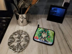 MaineCoon Cat By the Christmas Tree Pair of Pot Holders