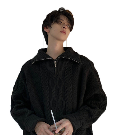 Men's High Collar Oversized Sweater Coat for Autumn/Winter