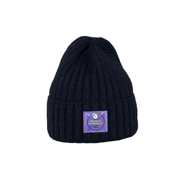 Thin Knitted Wool Hat for Autumn and Winter | Embroidered Cap