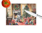 Keeshond Cozy Christmas Glass Cutting Board