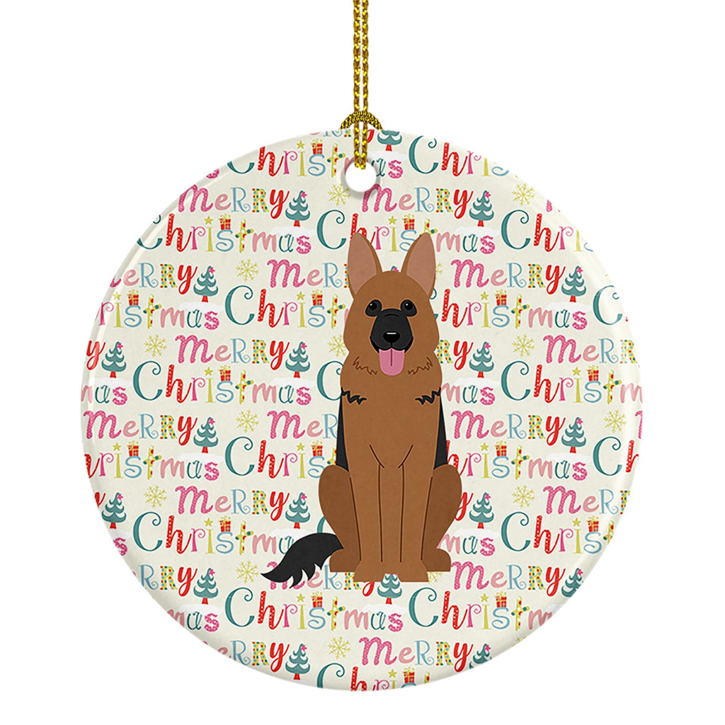 Merry Christmas German Shepherd Ceramic Ornament