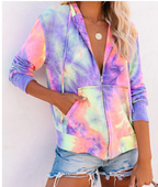 Colorful Tie Dye Print Hooded Long Sleeve Sweatshirt | Streetwear