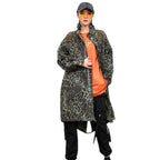 Leopard Print Camouflage Mid-Length Heavy Trench Coat