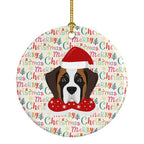 Saint Bernard Merry Christmas Ceramic Ornament