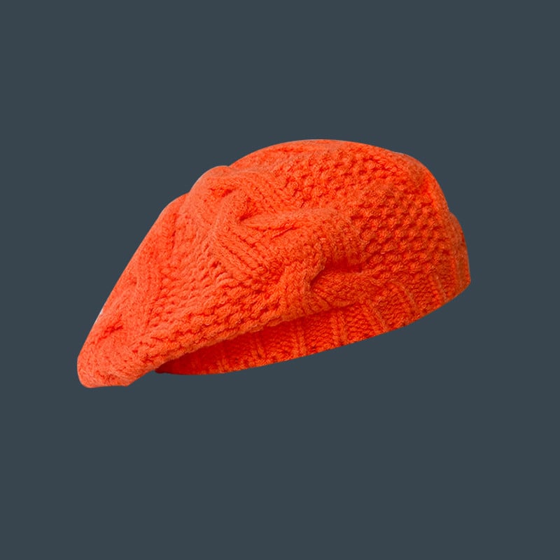 Japanese Wool Knit Hat for Women - Autumn & Winter | Embroidered Cap