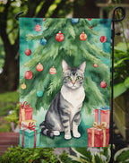 German Rex Cat By the Christmas Tree Garden Flag